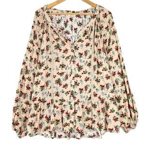 Womens Top Large Spring Floral Boho Crochet Cottage Feminine‎ Bloomcore Peasant